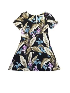 reyn spooner Vintage Black Tropical Floral Short Sleeve Fit & Flare Dress